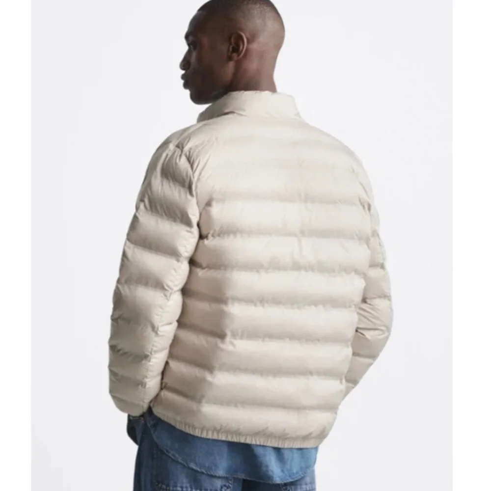 Zara Light Padded Quilted Puffer Jacket Light Cream Size Medium